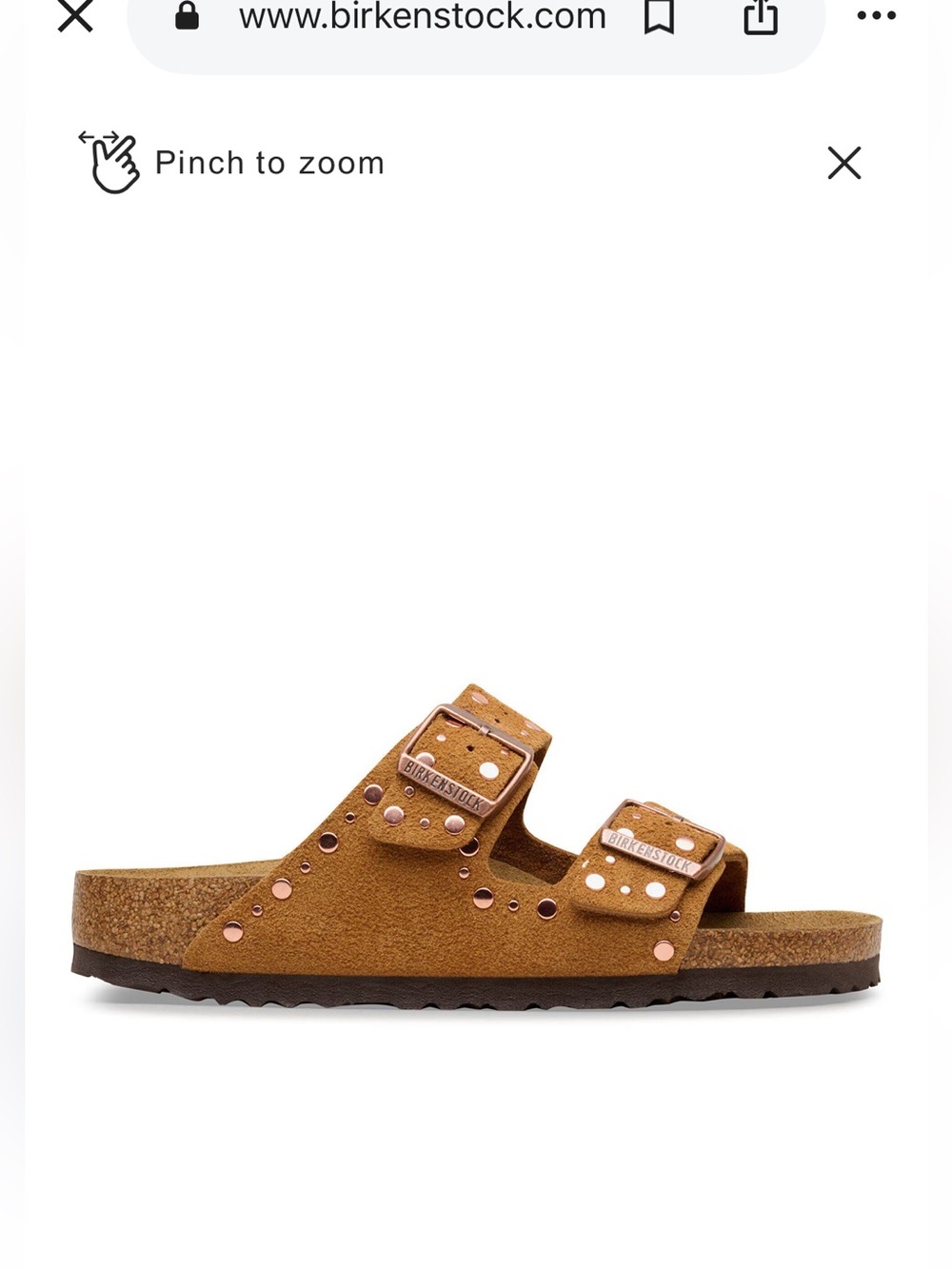Birkenstock Arizona Rivets Stud Slide Sandal Brown Leather Size 5 US Anthro NEW - Picture 4 of 7